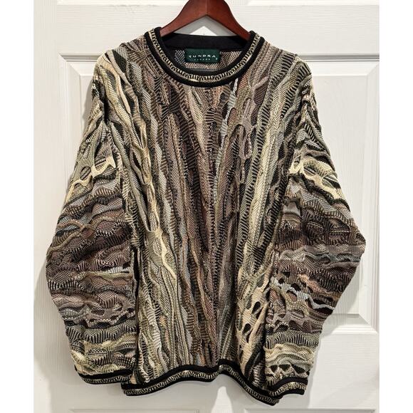 Tundra Canada Sweater Mens Sz Large 3D Knit Textured Pullover 90s Biggie Cosby - Picture 1 of 5